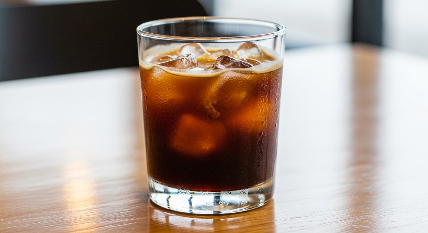 iced americano on cafe table