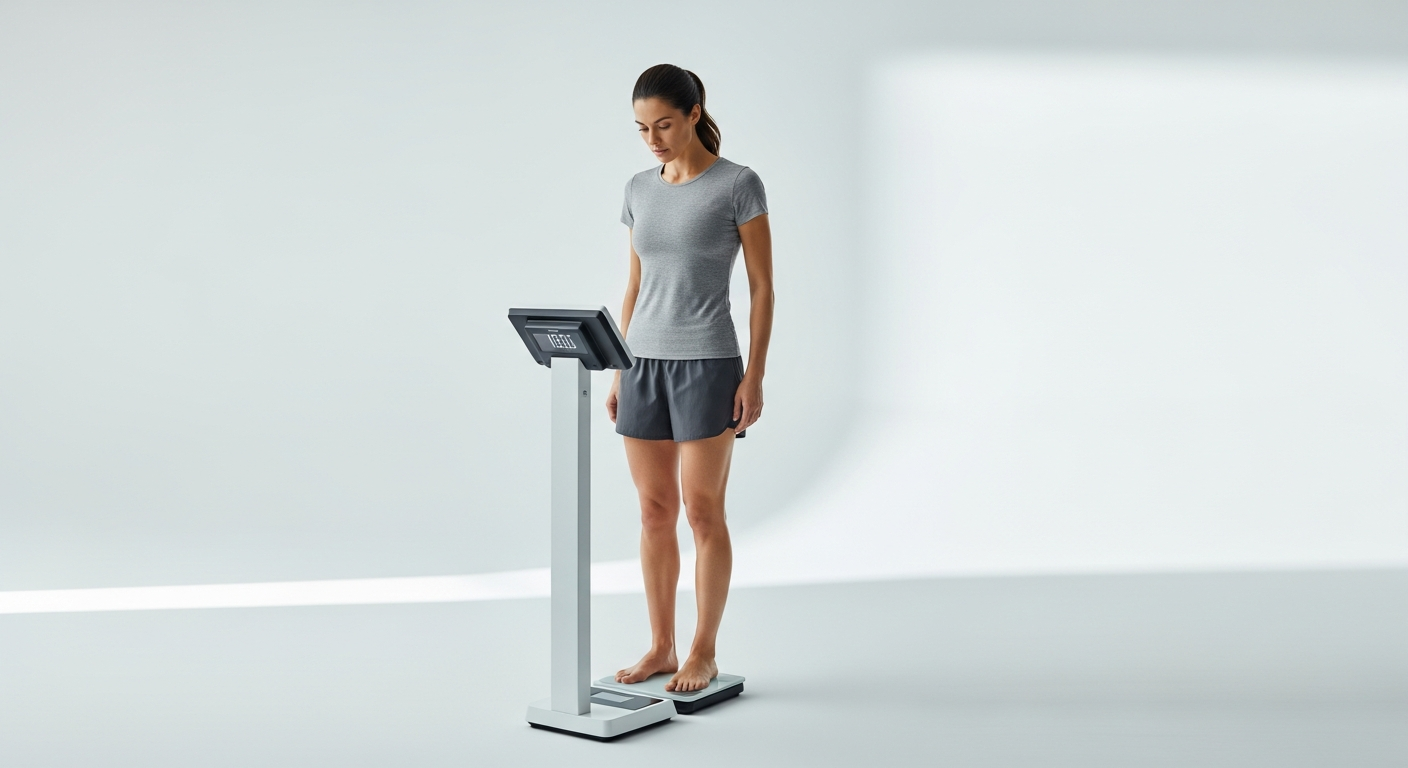 woman checking weight on scale