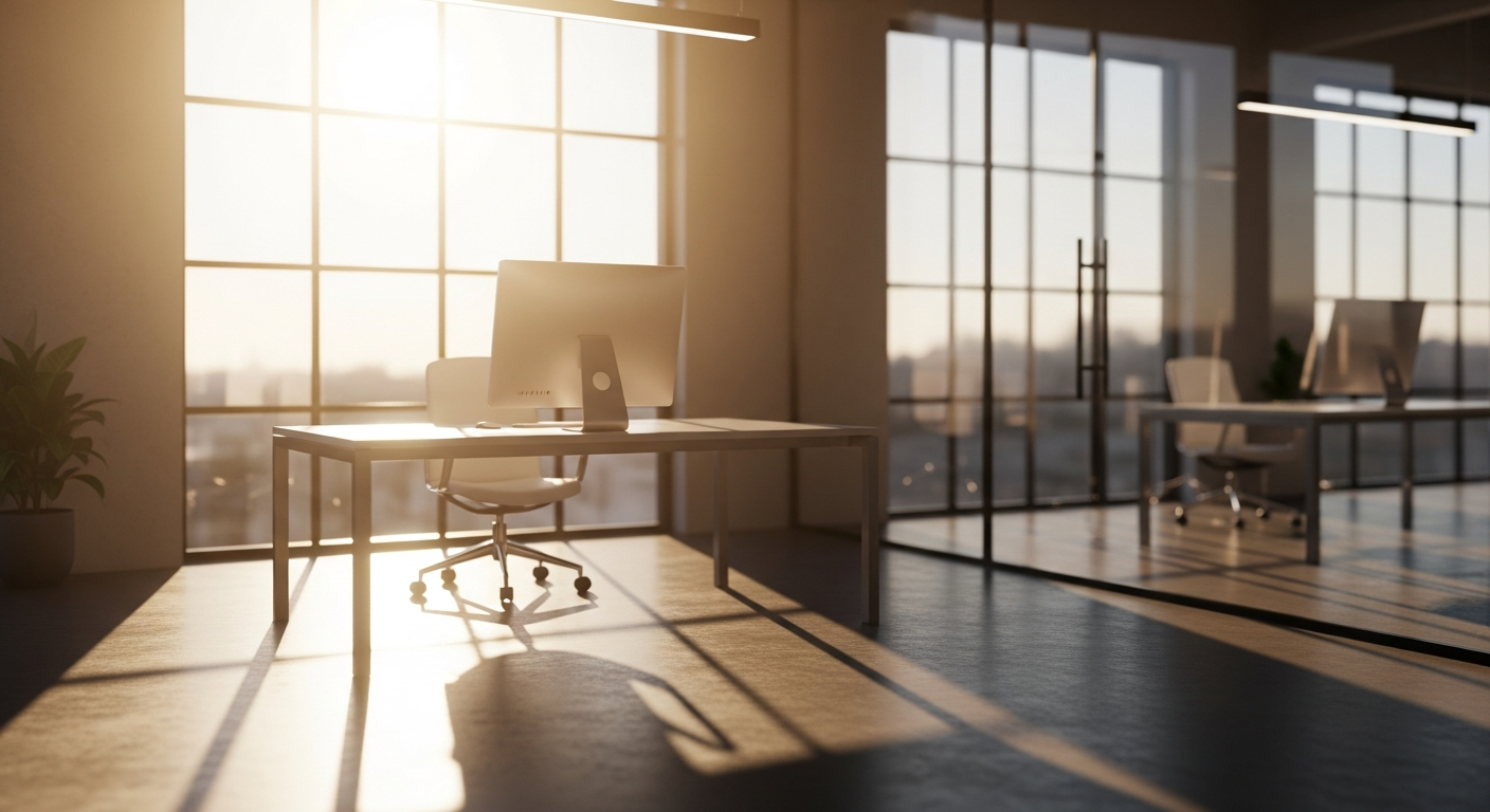 sunlight shining through modern office window