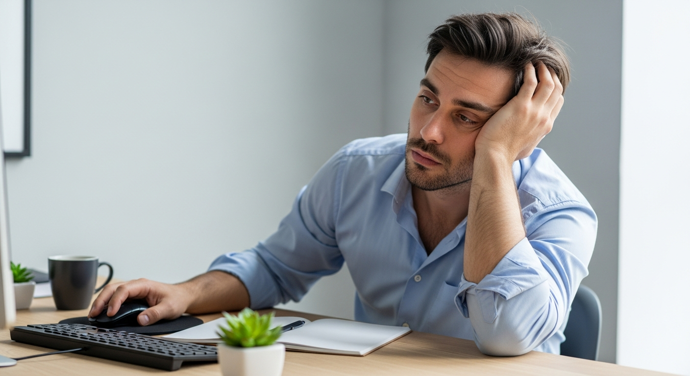 tired office worker at desk