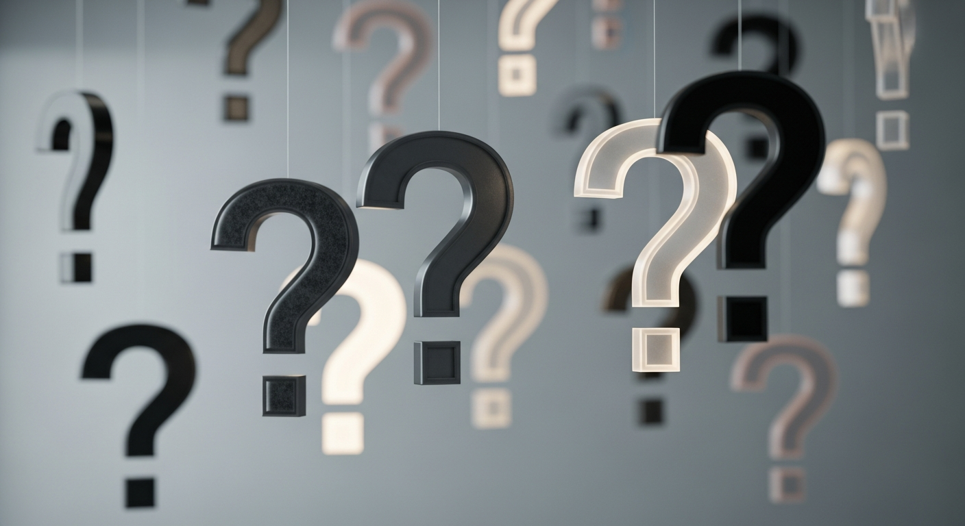 question marks hanging