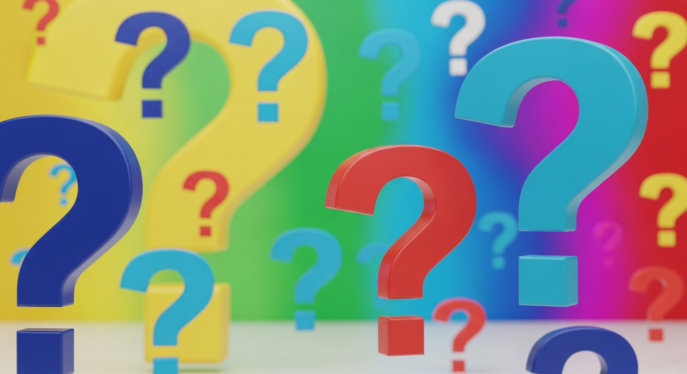 abstract 3d question marks colorful background