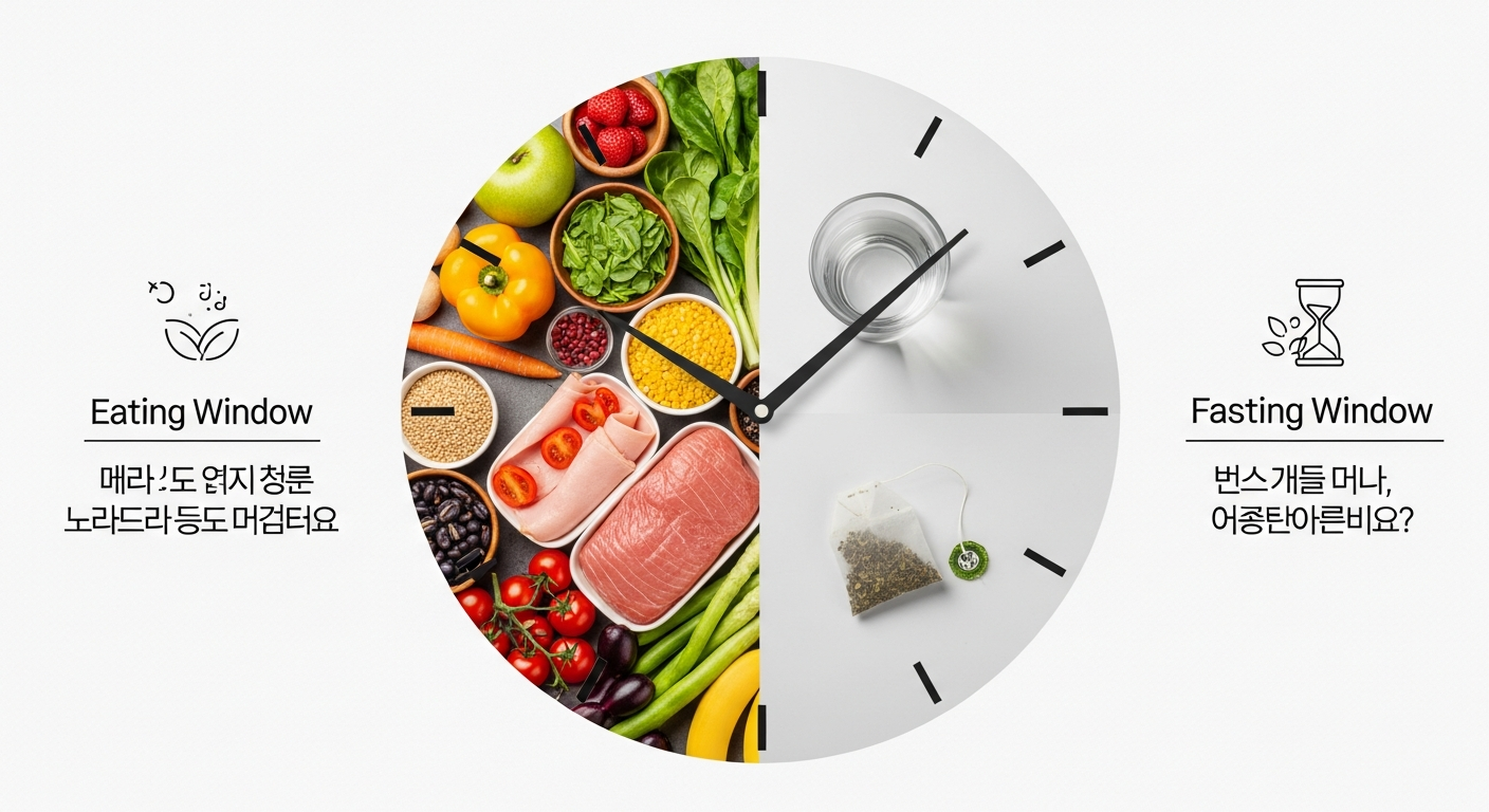 간헐적 단식 시간, 1. 간헐적 단식 시간, 왜 중요할까요? 2. 나에게 맞는 간헐적 단식 시간표 찾기 healthy diet clock concept