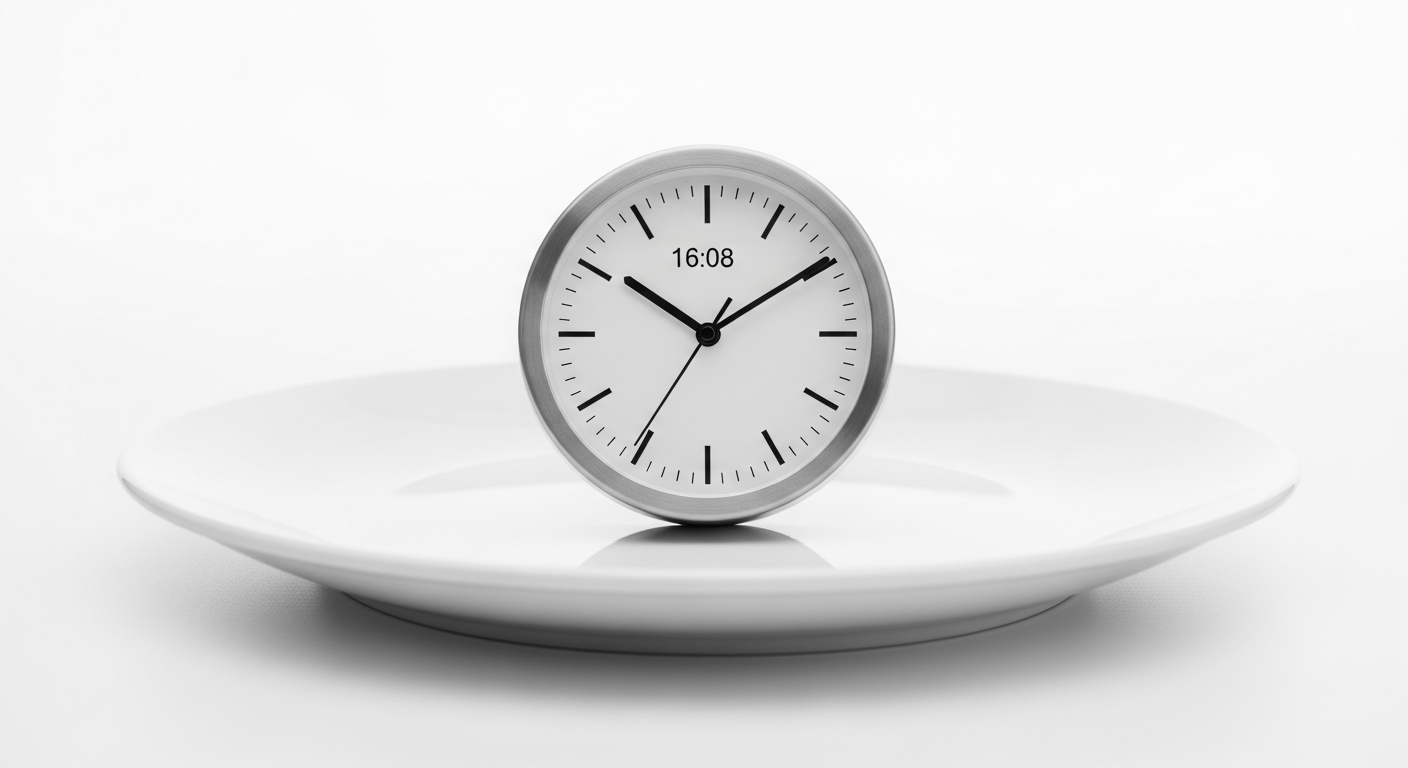 간헐적 단식 완벽 1. 간헐적 단식이란? 2026년 의학계가 주목하는 원리 2. 나에게 맞는 16:8 간헐적 단식 방법 찾기 analog clock on empty white plate